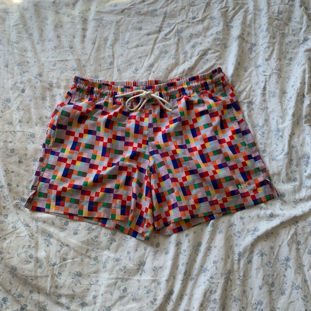 Colorful Checkered 5” Swim Shorts by Humankind made with